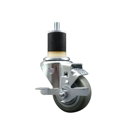 Service Caster 3'' SS Gray Poly Swivel 1-7/8'' Expanding Stem Caster with Brake SCC-SSEX20S314-PPUB-TLB-178